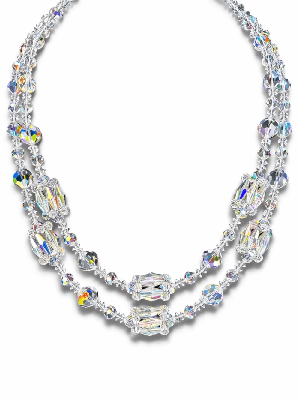 Vendome AB Crystal Double Strand Necklace | Vintage Designer Statement | 18-20”